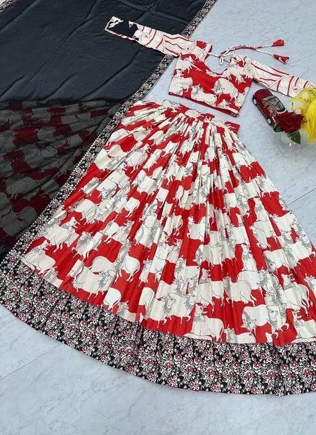 PC 525 Rayon Cotton With Kalamkari Print Lehenga With Choli Dupatta Wholesale Clothing Distributors In India